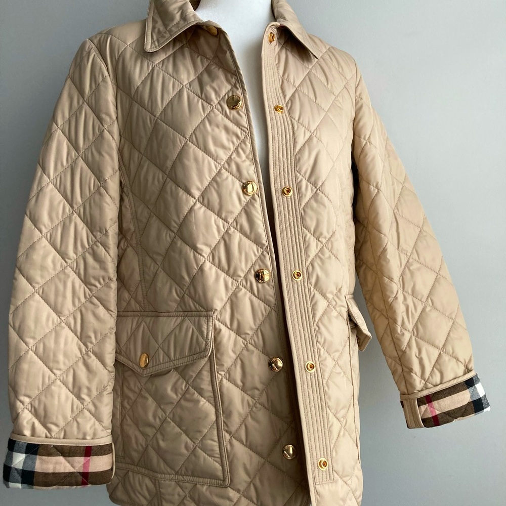 Burberry Beige Quilted Jacket with Gold Accents